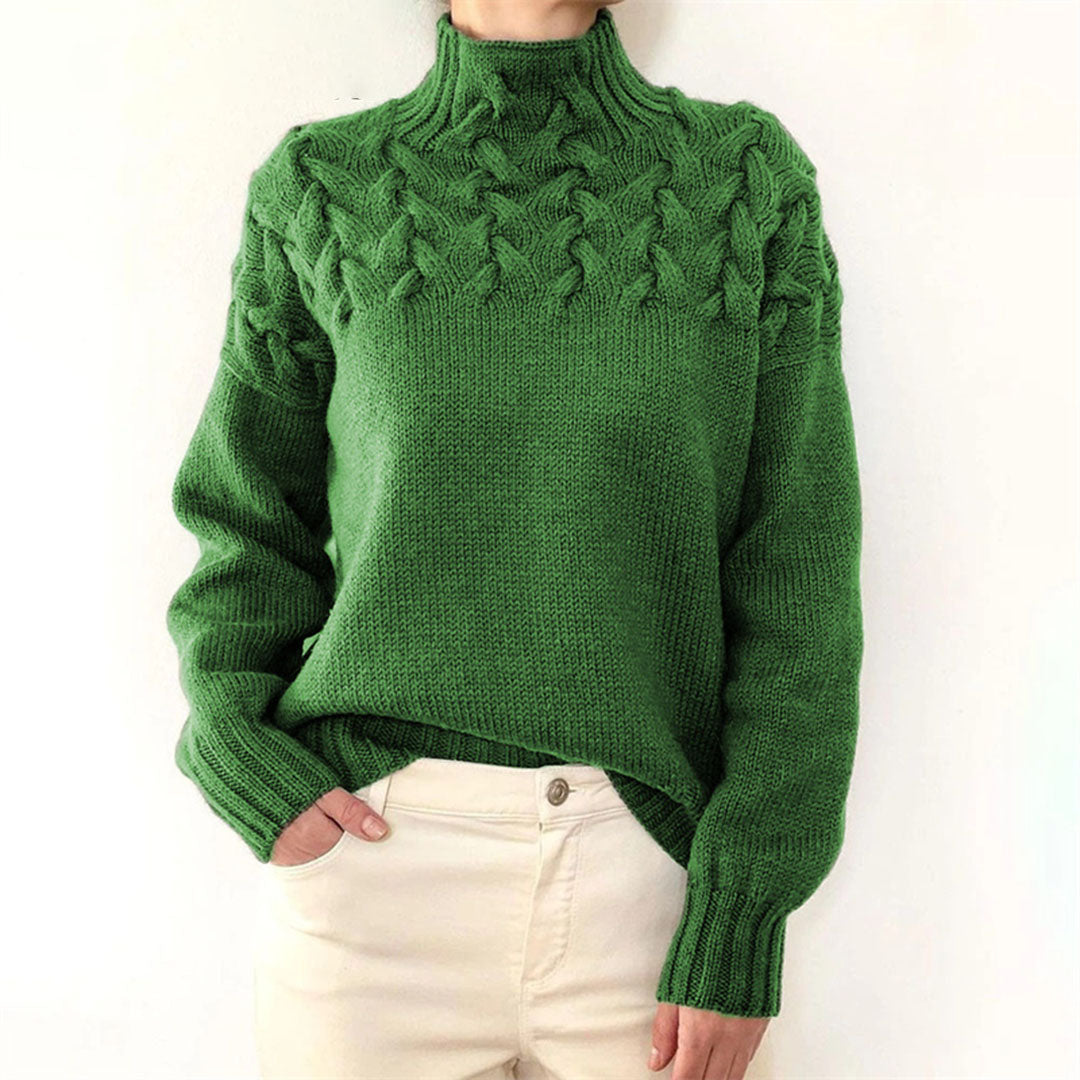 Knitted turtlenecks for women - Elara-Green-S-Nora Luxe