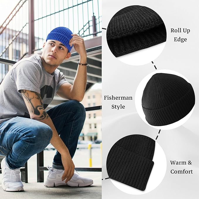 Knitted Winter Beanie - Robin-Black-Nora Luxe