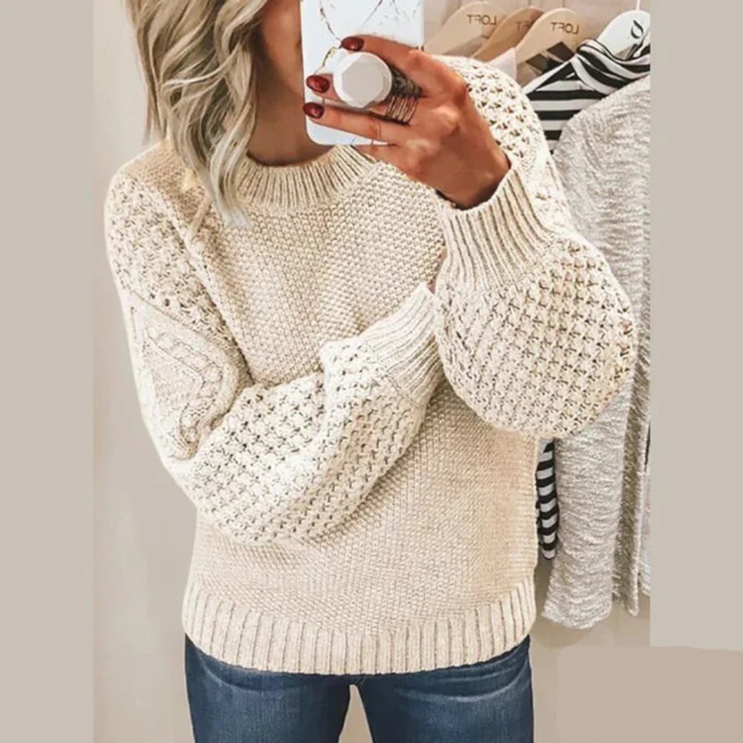 Knitted Women's Sweater - Elina-Beige-S-Nora Luxe