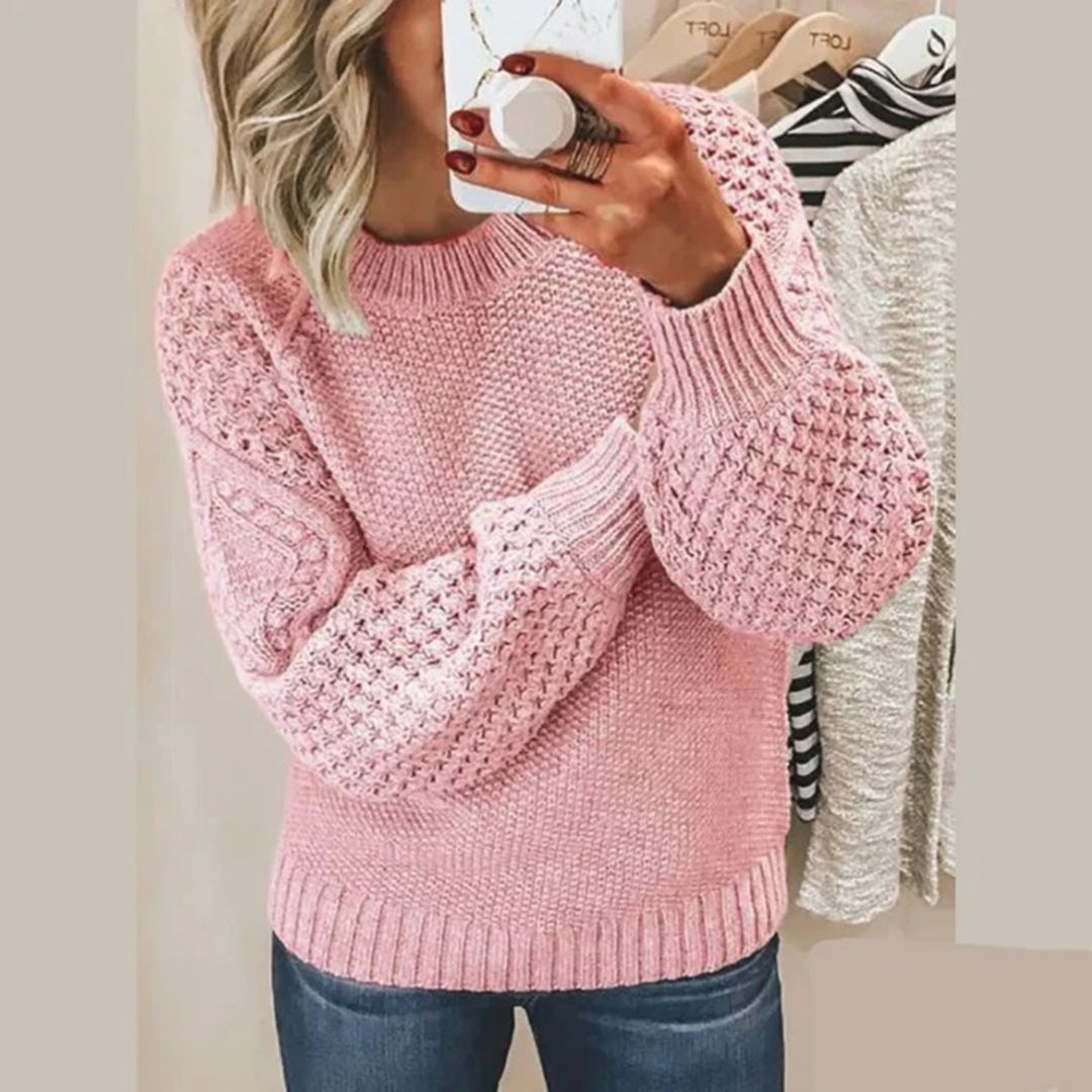 Knitted Women's Sweater - Elina-Pink-S-Nora Luxe