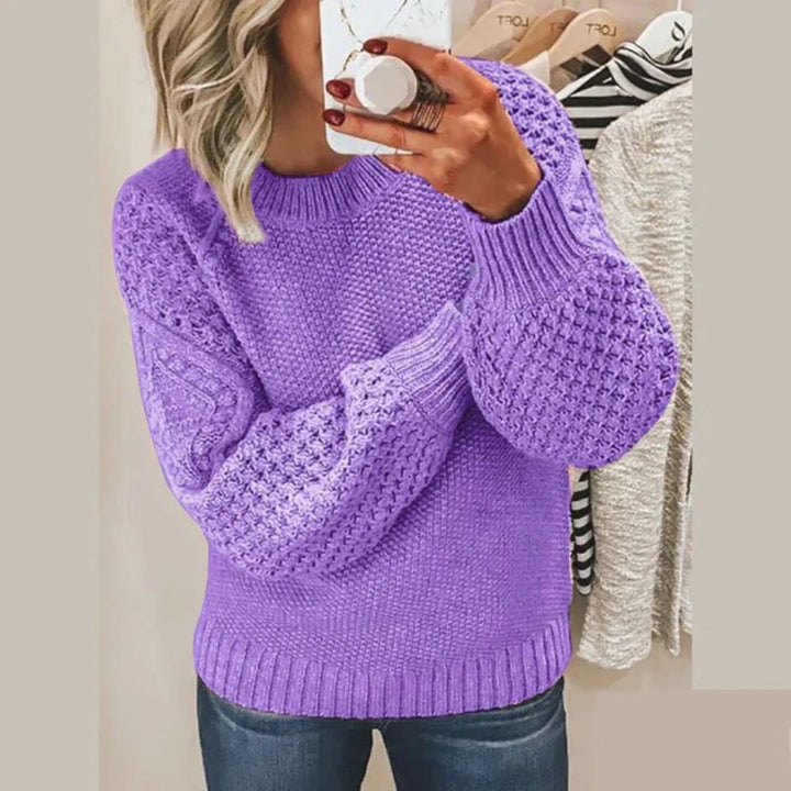 Knitted Women's Sweater - Elina-Purple-S-Nora Luxe