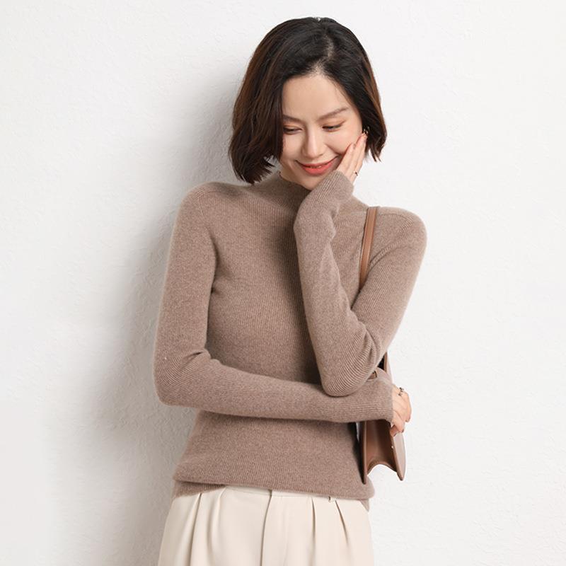 Knitted Women's Sweater with Half Polo - Sophie-Black-S-Nora Luxe