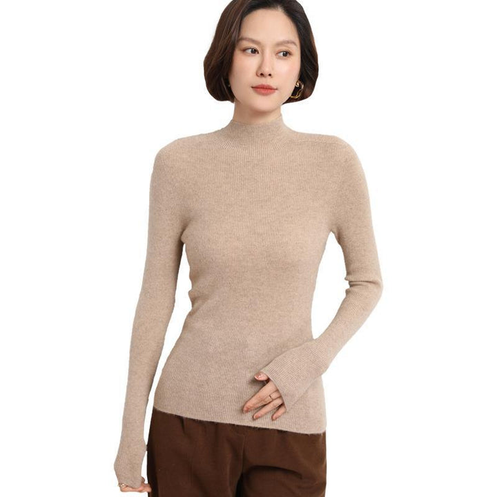 Knitted Women's Sweater with Half Polo - Sophie-Black-S-Nora Luxe