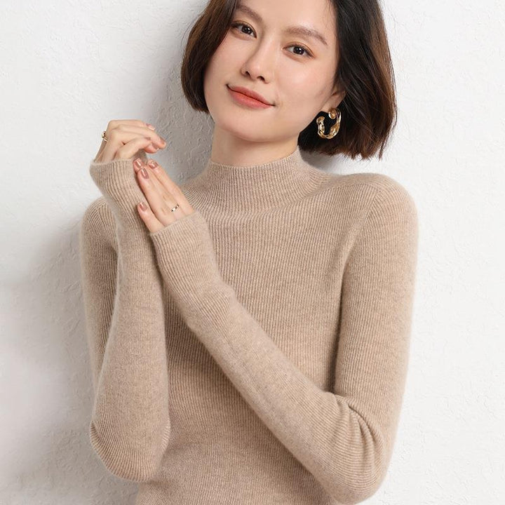 Knitted Women's Sweater with Half Polo - Sophie-Black-S-Nora Luxe