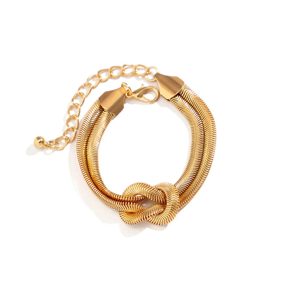 Knotted Snake Chain Bracelet | Elegant Women's Jewellery-GOLD-Nora Luxe
