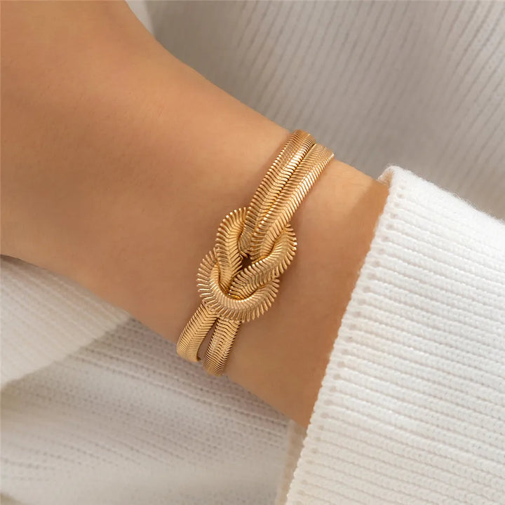 Knotted Snake Chain Bracelet | Elegant Women's Jewellery-GOLD-Nora Luxe