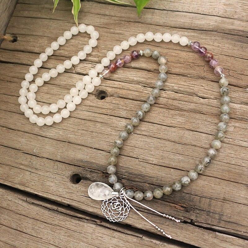 Labradorite, Jade and Amethyst Mala - Seraphine-Necklace + Bracelet-Nora Luxe
