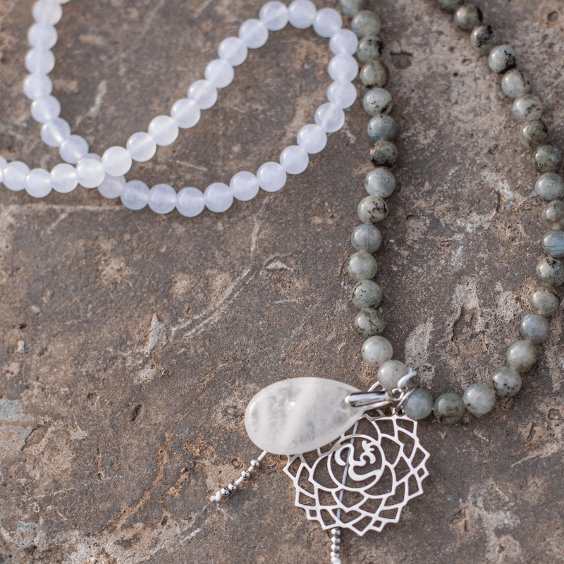 Labradorite, Jade and Amethyst Mala - Seraphine-Necklace + Bracelet-Nora Luxe