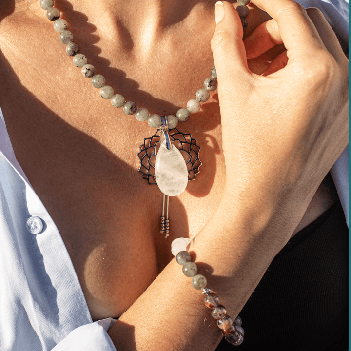 Labradorite, Jade and Amethyst Mala - Seraphine-Necklace + Bracelet-Nora Luxe