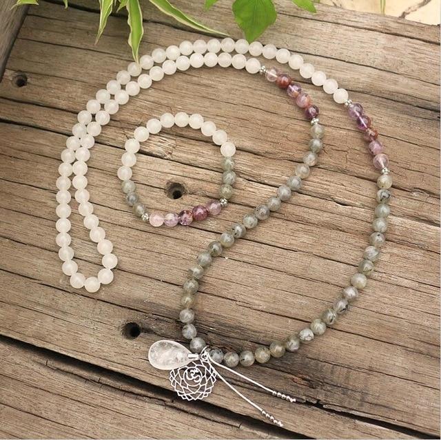 Labradorite, Jade and Amethyst Mala - Seraphine-Necklace + Bracelet-Nora Luxe