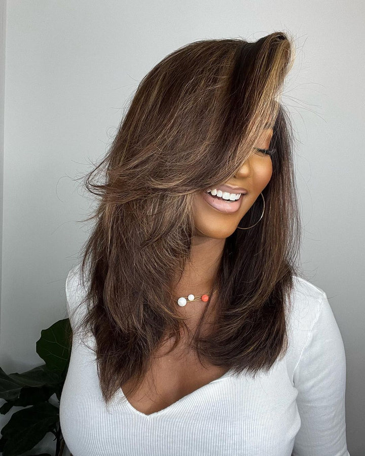 Lace Front Wig with Highlights – Selena-Nora Luxe