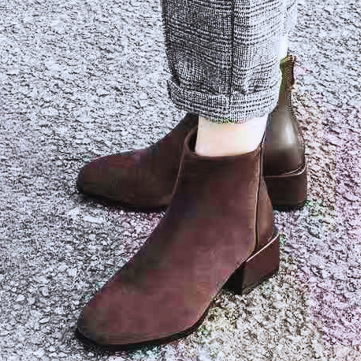 Ladies' Ankle Boots with Block Heel - Lira-Brown-2.5-Nora Luxe