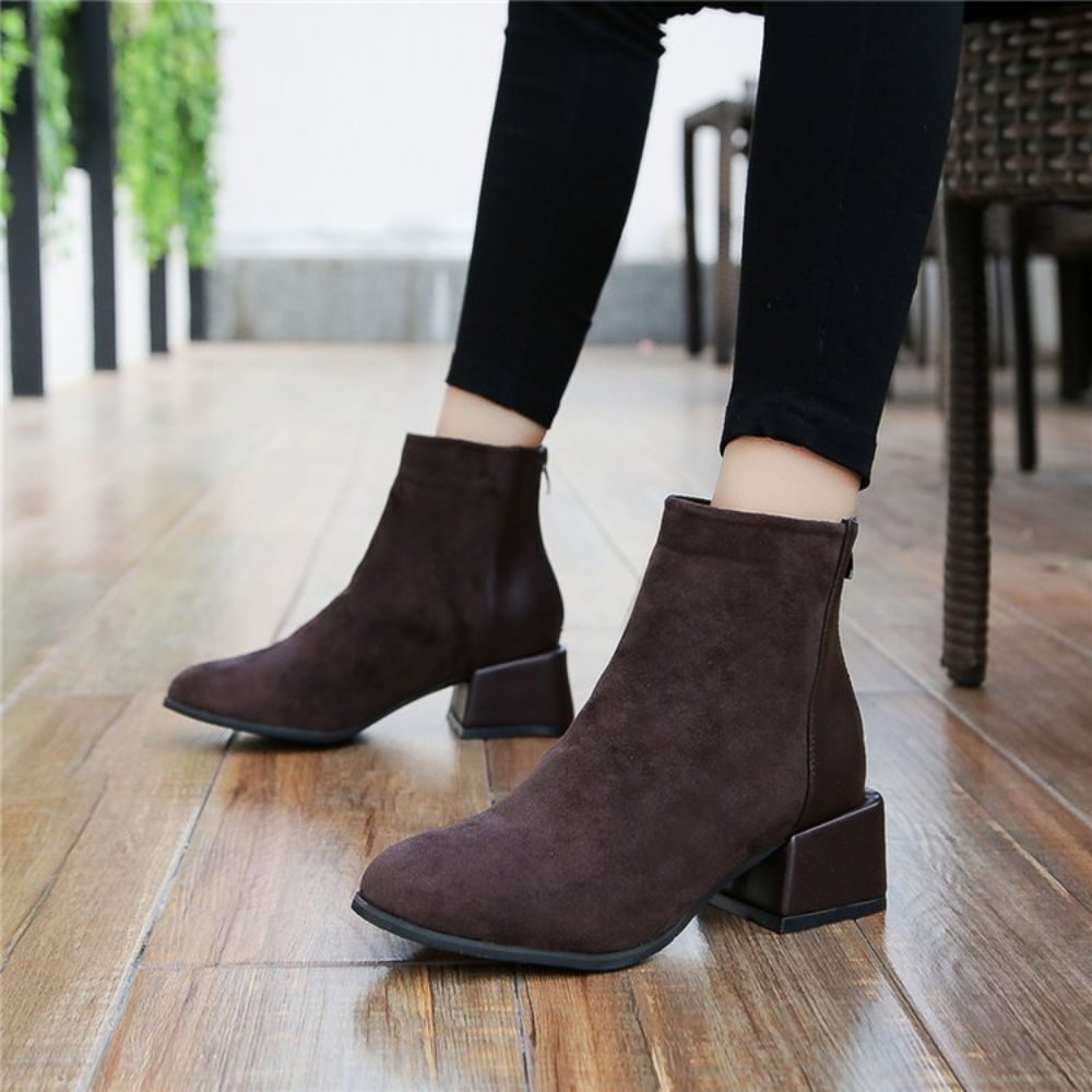 Ladies' Ankle Boots with Block Heel - Lira-Coffee-2.5-Nora Luxe