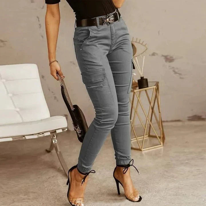 Ladies Cargo Jeans - Livia-Gray-XS-Nora Luxe