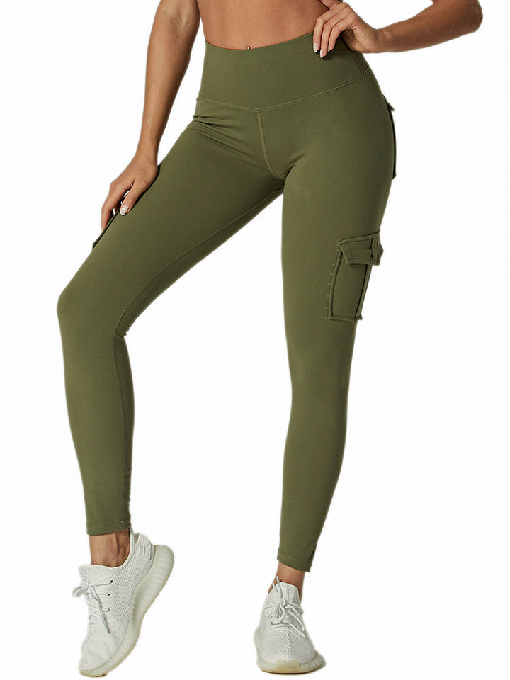 Ladies Cargo Leggings - Nova-Olive Green-S-Nora Luxe