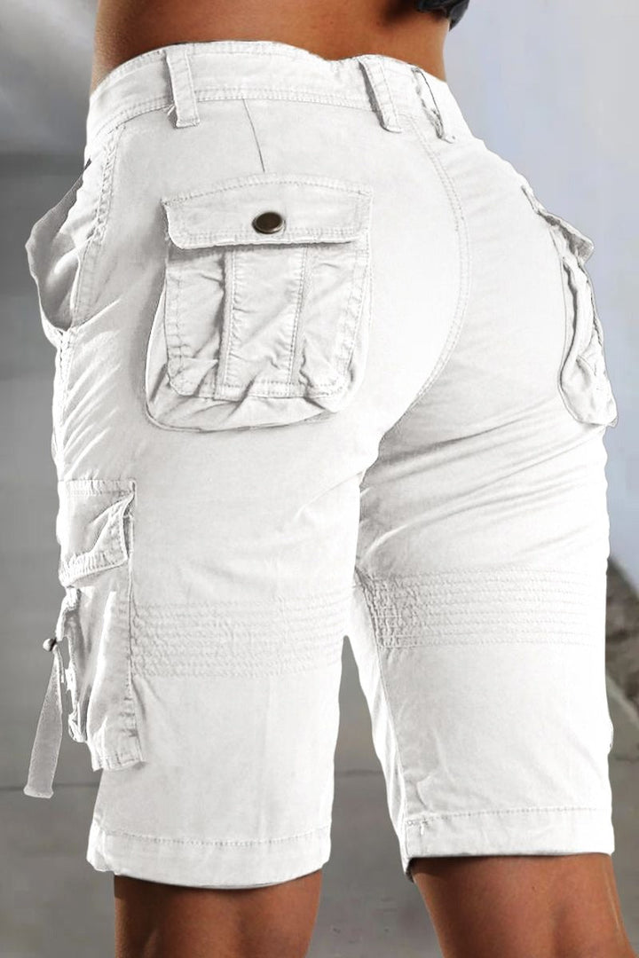 Ladies' Cargo Shorts with Pockets and Comfortable Fit for Summer - Malea-White-XS-Nora Luxe