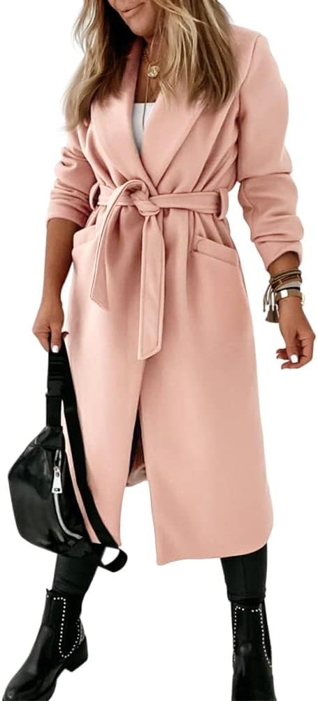 Ladies Classic Coat with Notched Collar and Open Front – Paulina-Olive Green-S-Nora Luxe