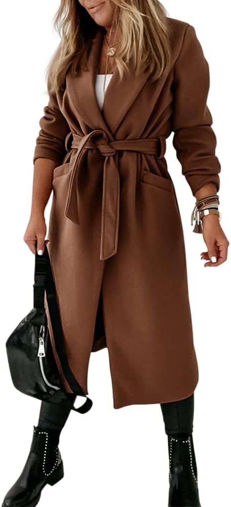 Ladies Classic Coat with Notched Collar and Open Front – Paulina-Olive Green-S-Nora Luxe