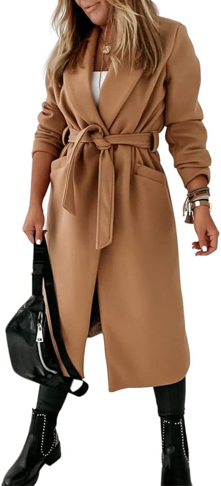 Ladies Classic Coat with Notched Collar and Open Front – Paulina-Olive Green-S-Nora Luxe