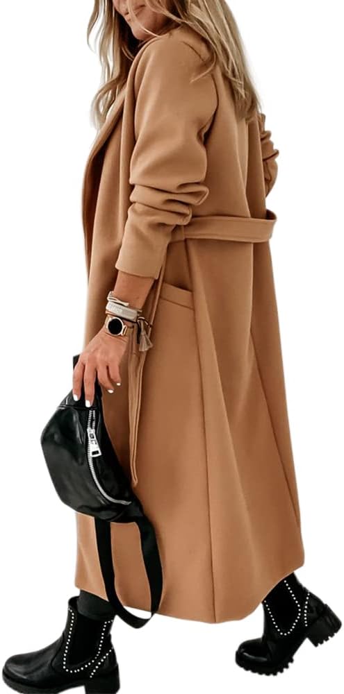 Ladies Classic Coat with Notched Collar and Open Front – Paulina-Olive Green-S-Nora Luxe