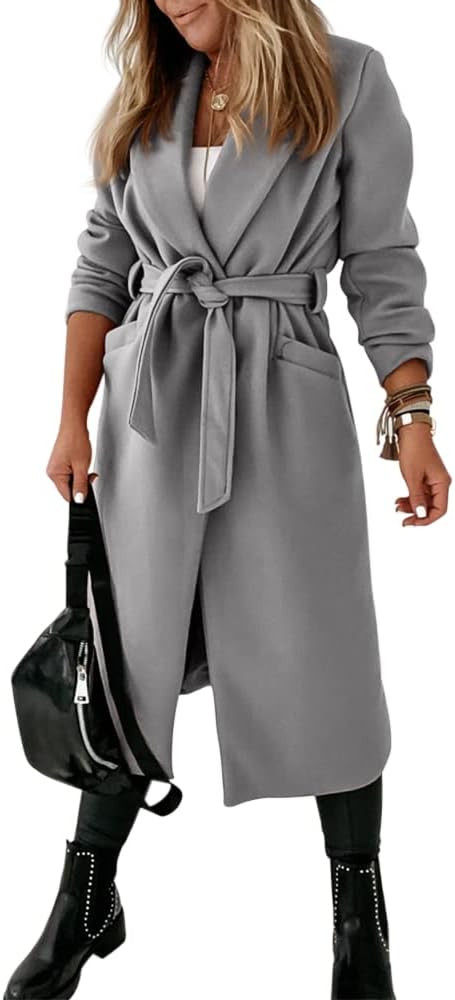 Ladies Classic Coat with Notched Collar and Open Front – Paulina-Olive Green-S-Nora Luxe