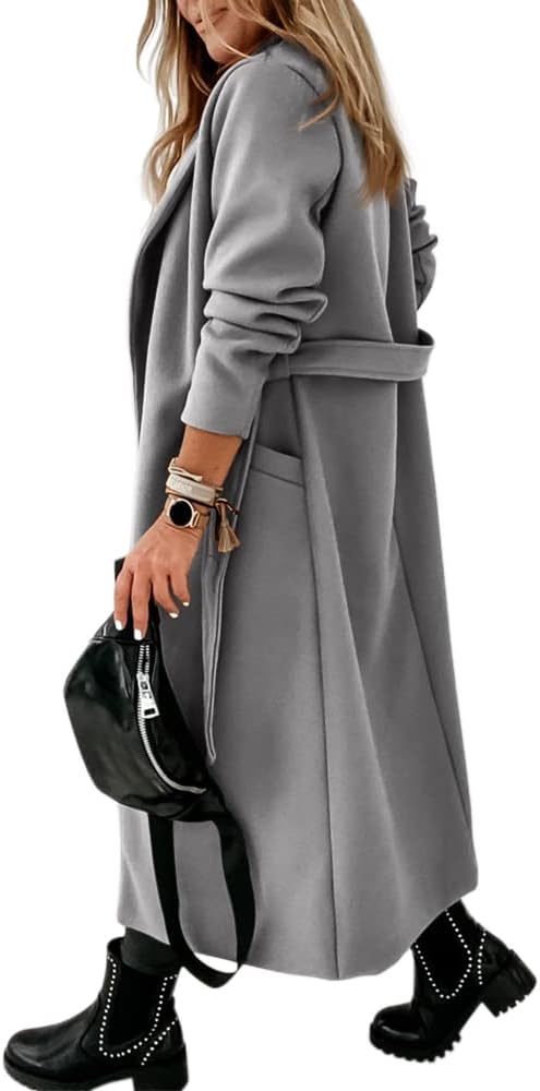 Ladies Classic Coat with Notched Collar and Open Front – Paulina-Olive Green-S-Nora Luxe