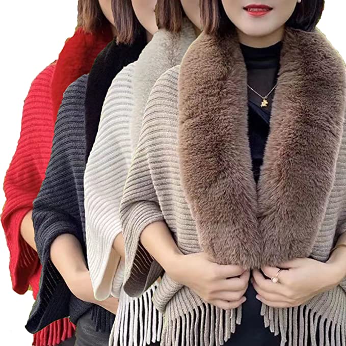 Ladies' Coat Louise – With Luxurious Faux Fur Collar | One Size-Black-Nora Luxe