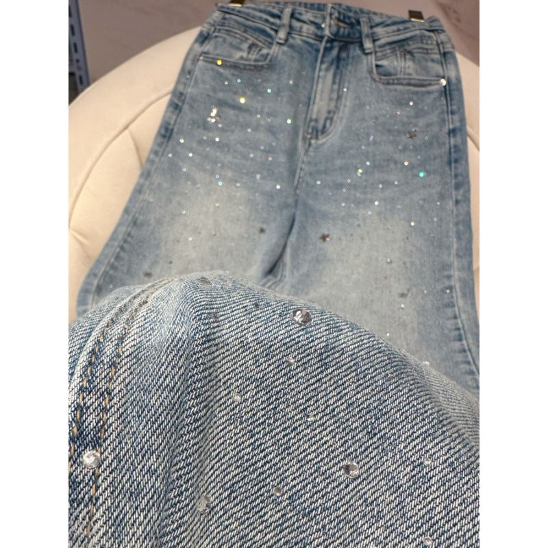 Ladies Glitter Jeans for a Sparkling Look - Jade-Blue Grey-S-The Livary