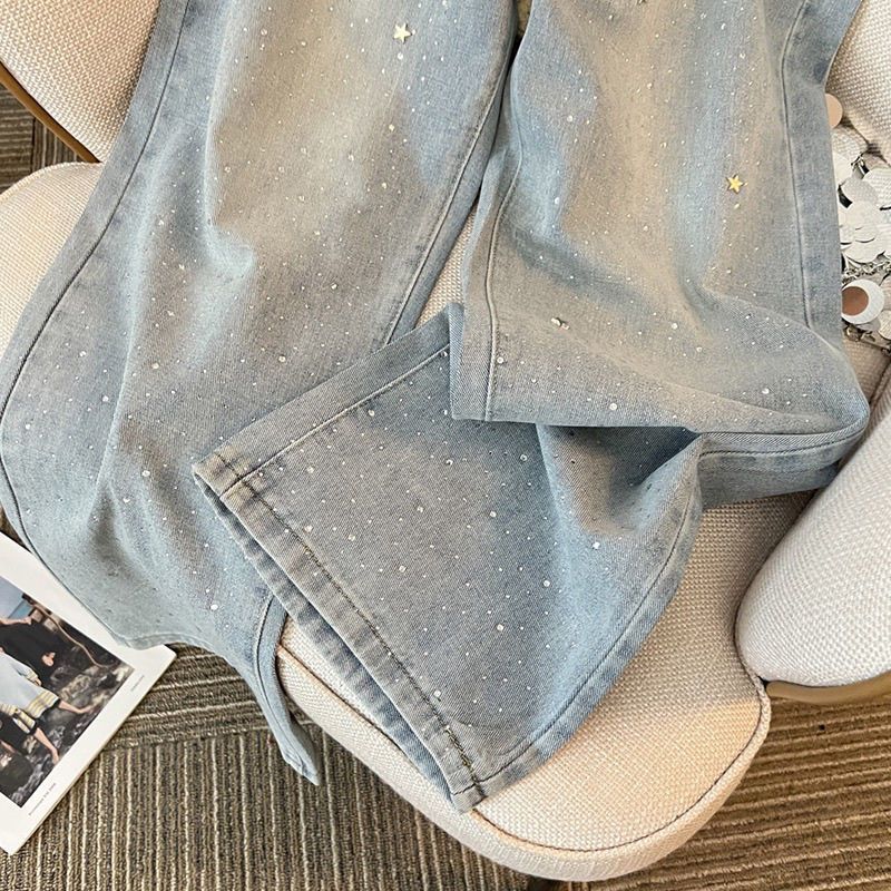 Ladies Glitter Jeans for a Sparkling Look - Jade-Blue Grey-S-The Livary