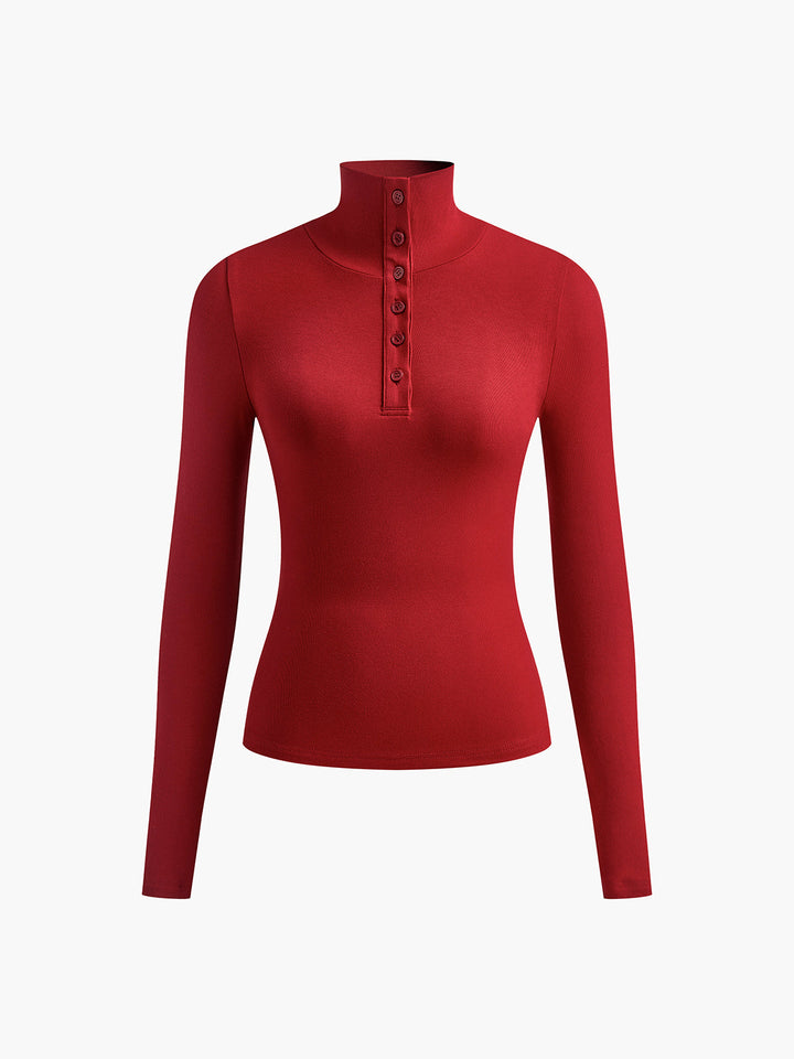 Ladies' Jumper with Buttons - Aurora-Bordeaux-XS-Nora Luxe