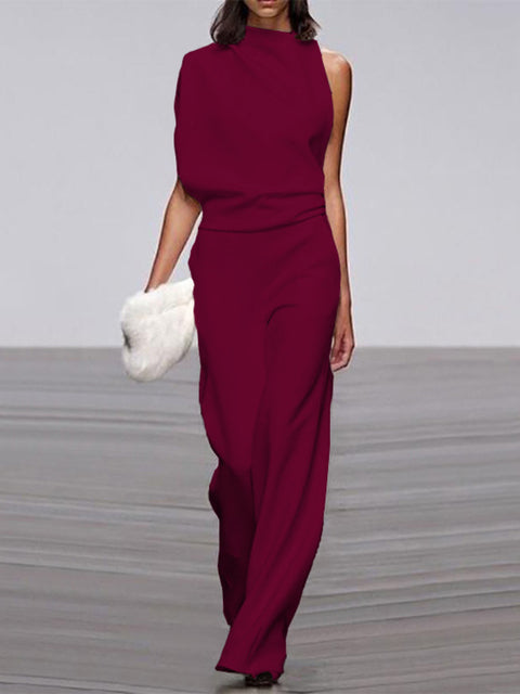 Ladies Jumpsuit - Bea-Bordeaux red-2-Nora Luxe