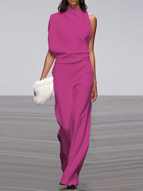 Ladies Jumpsuit - Bea-Fuchsia-2-Nora Luxe