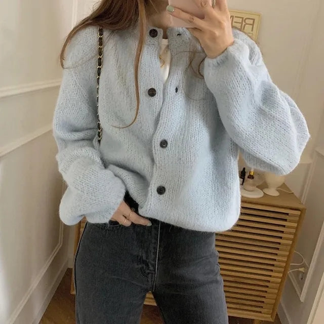 Ladies Knitted Cardigan - Nova-White-One-Size-Nora Luxe