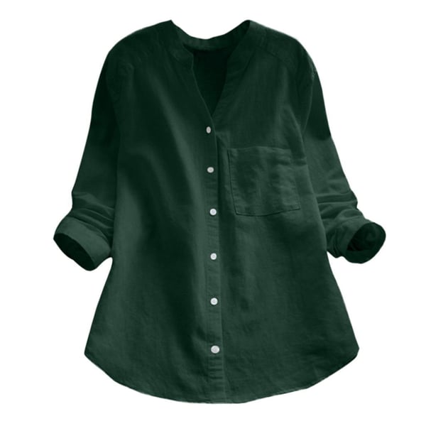 Ladies Linen Shirt with Long Sleeves – Isla-Green-S-The Livary