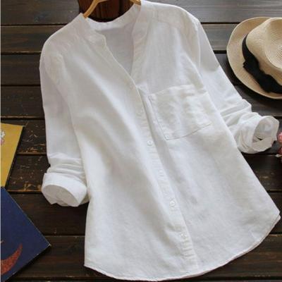 Ladies Linen Shirt with Long Sleeves – Isla-White-S-The Livary
