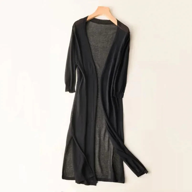 Ladies long sleeve cardigan - Elda-Black-S-Nora Luxe