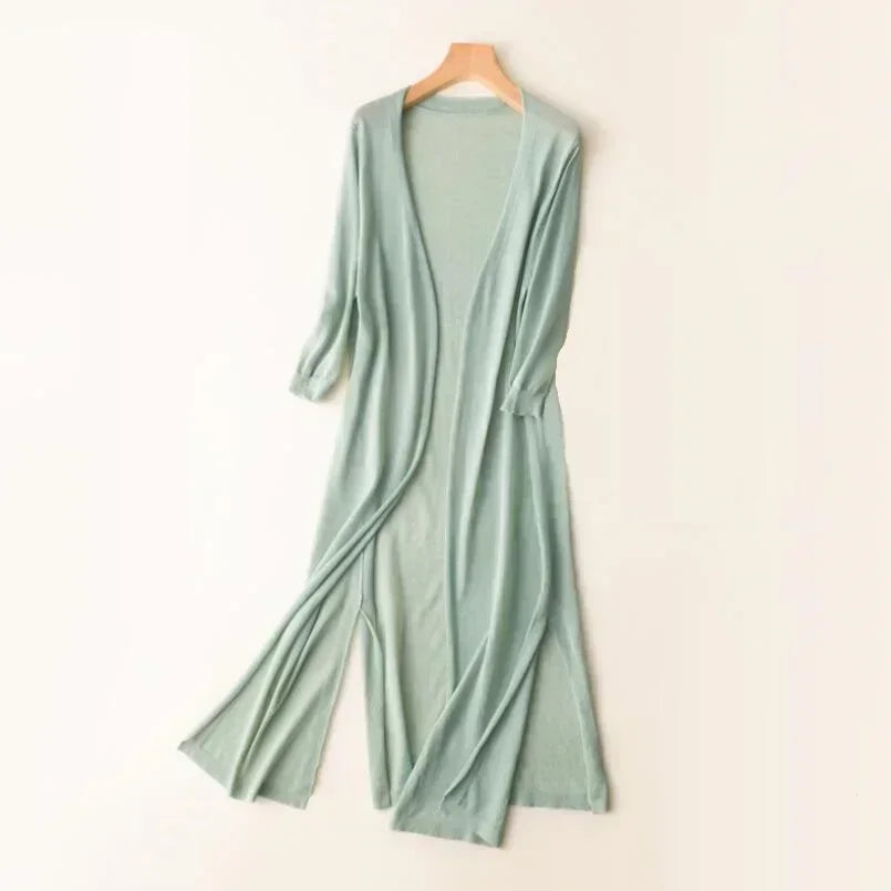 Ladies long sleeve cardigan - Elda-Green-S-Nora Luxe