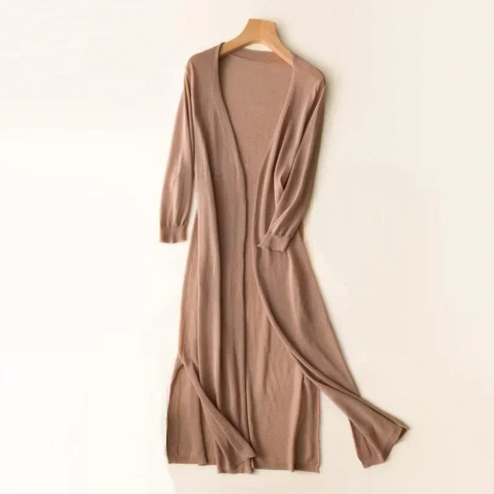 Ladies long sleeve cardigan - Elda-Khaki-S-Nora Luxe
