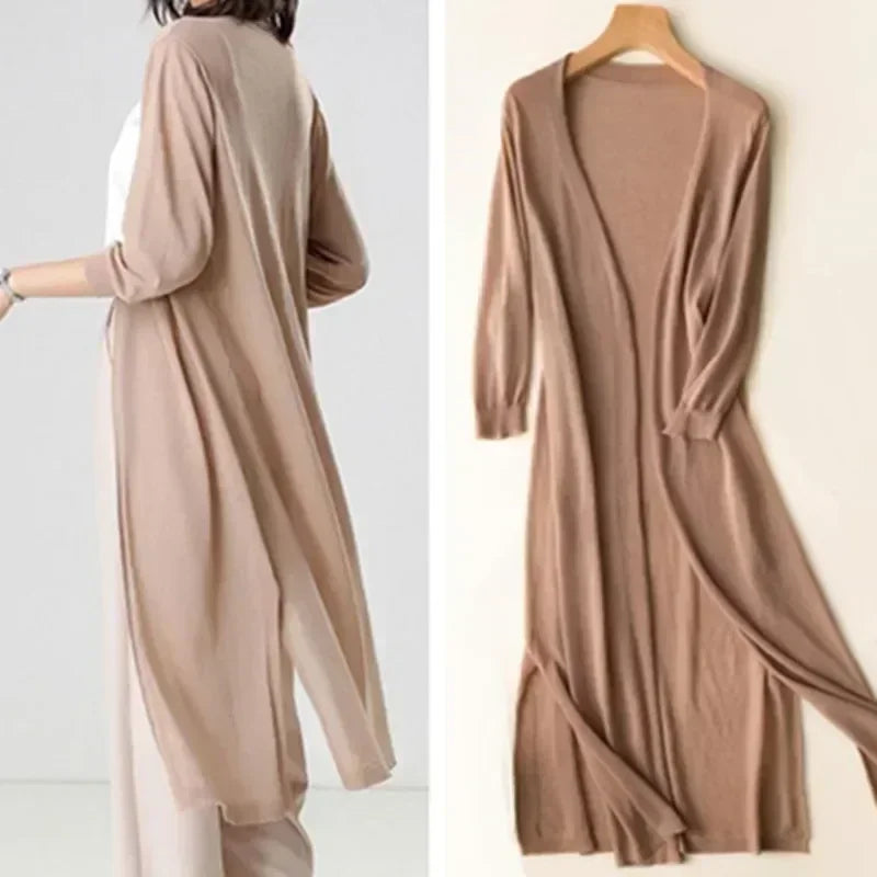 Ladies long sleeve cardigan - Elda-Mocha-S-Nora Luxe