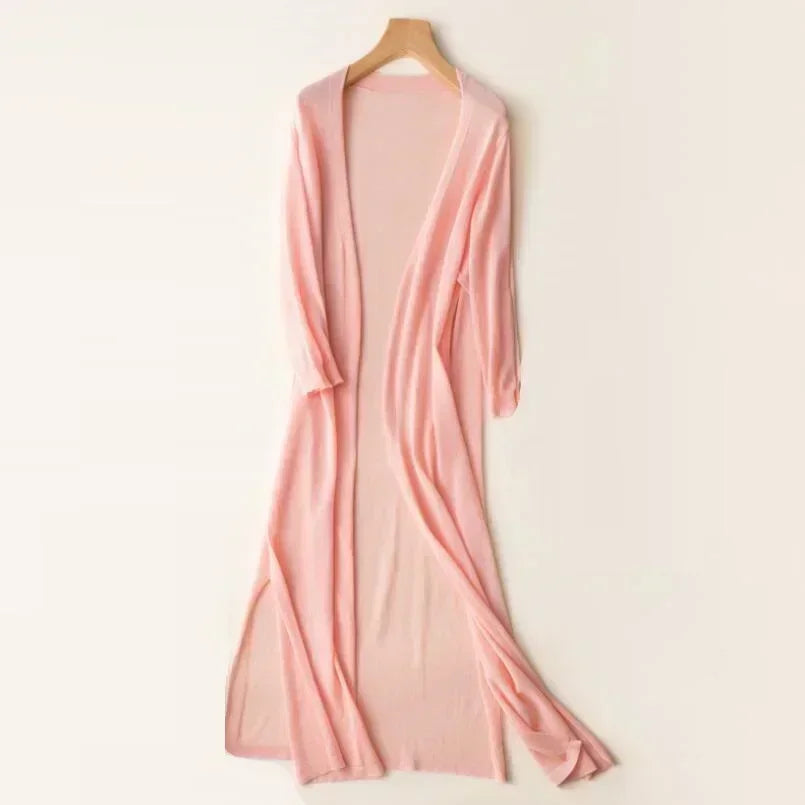 Ladies long sleeve cardigan - Elda-Pink-S-Nora Luxe