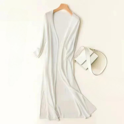 Ladies long sleeve cardigan - Elda-White-S-Nora Luxe