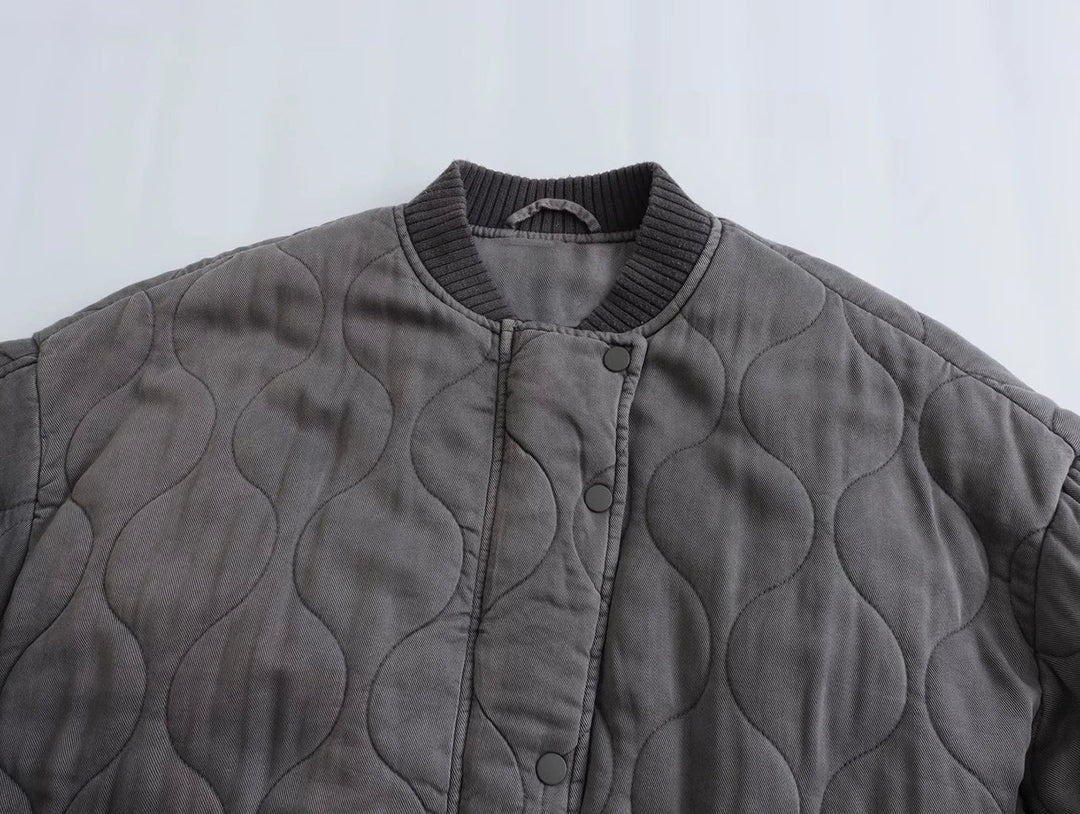 Ladies Oversized Grey Bomber Jacket - Alexa-Gray-XS-Nora Luxe