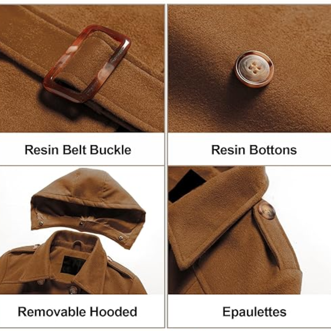 Ladies Padded Winter Trench Coat with Hood - Nina-Black-S-Nora Luxe