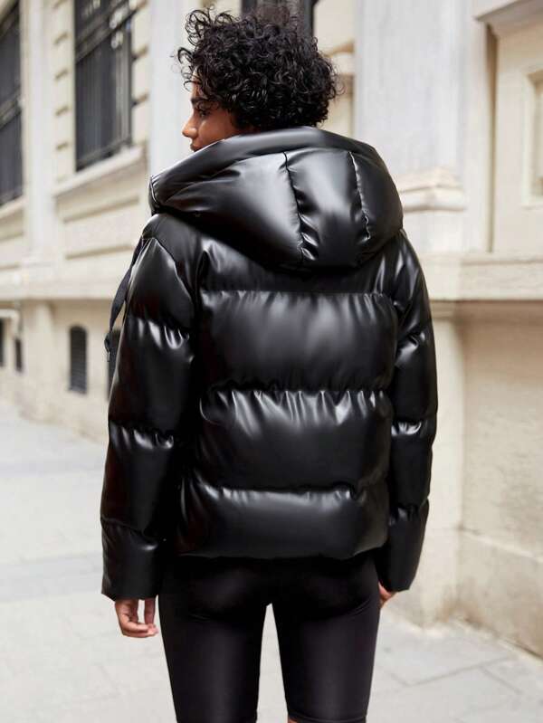 Ladies' Puffer Jacket with Hood - Isabelle-Khaki-S-Nora Luxe