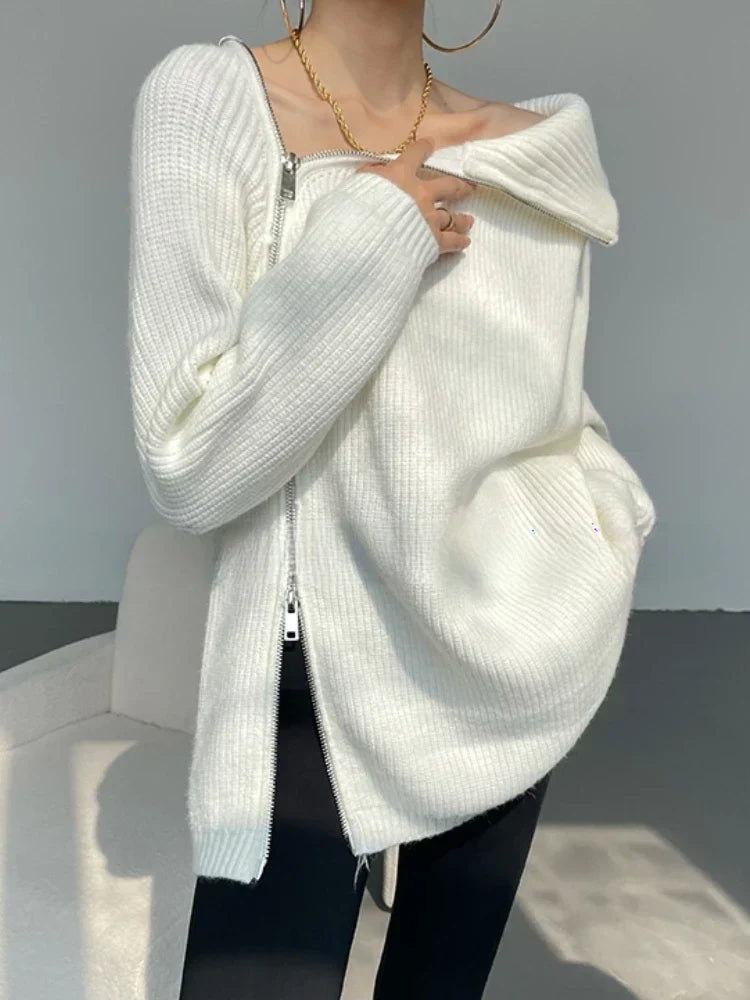 Ladies Pullover Vest with Zip - Clara-Black-One Size-Nora Luxe