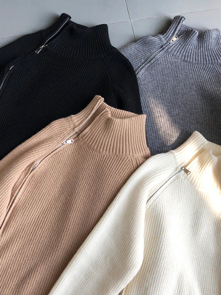 Ladies Pullover Vest with Zip - Clara-Black-One Size-Nora Luxe