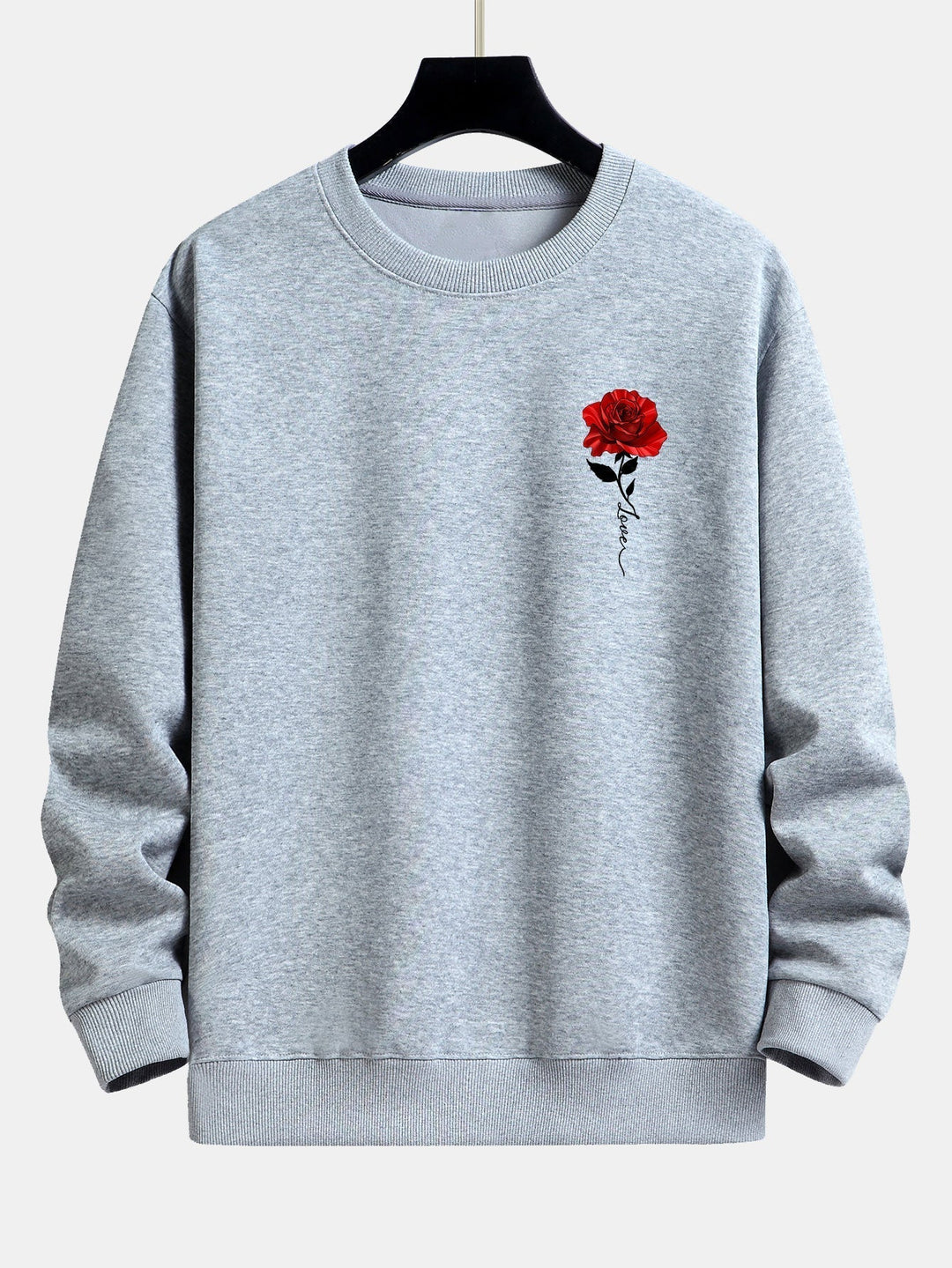 Ladies' Rose Print Sweatshirt - Amelia-Gray-S-Nora Luxe