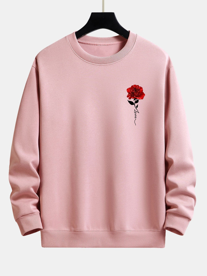 Ladies' Rose Print Sweatshirt - Amelia-Light Pink-S-Nora Luxe