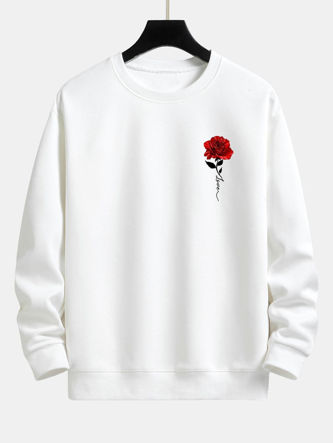 Ladies' Rose Print Sweatshirt - Amelia-White-S-Nora Luxe