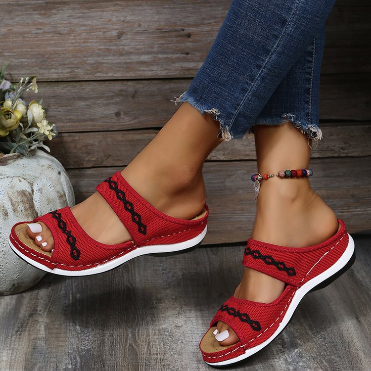 Ladies Sandals with DynamicSupport Technology - LunaStride-Red-2.5-Nora Luxe
